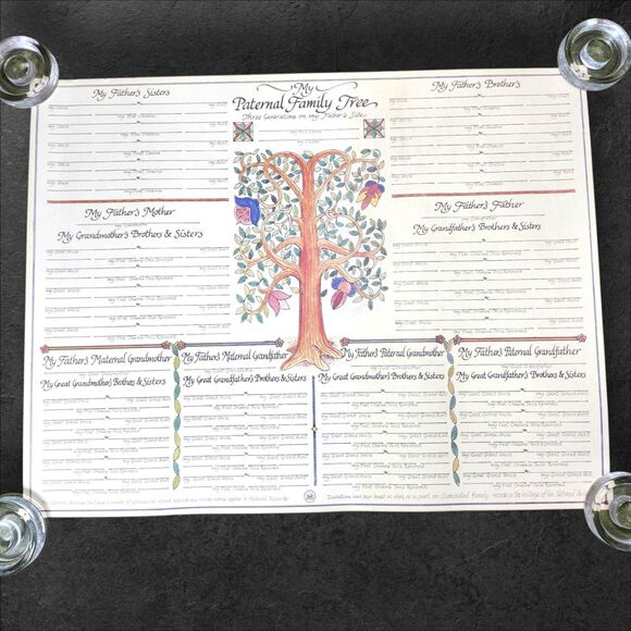 Vintage 1983 NARA Family Tree Posters Set 3 Unused Maternal Paternal Heavy Paper - Picture 4 of 10